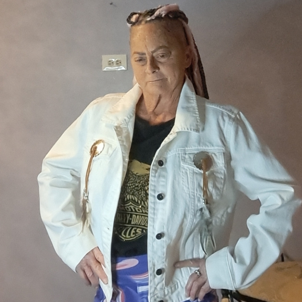 White Beaded Women's Jean Jacket - Picture 11 of 13